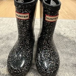 Hunter Original First Classic Giant Glitter Black Kids Girls Rain boots Size 7
